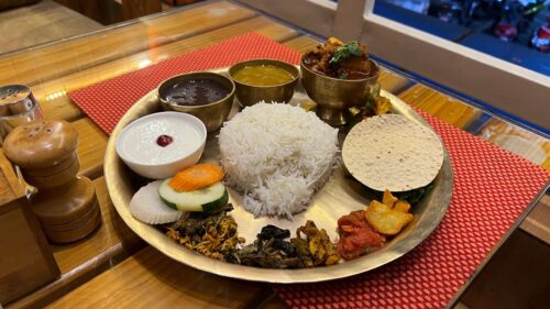 dal bhat khana set, thakali khana set in nepal, photo by zzruven