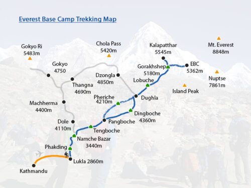 everest vase camp trekking map in nepal